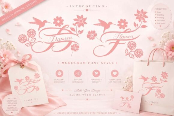 Damira Flower Monogram: A Floral Script Font for Makers