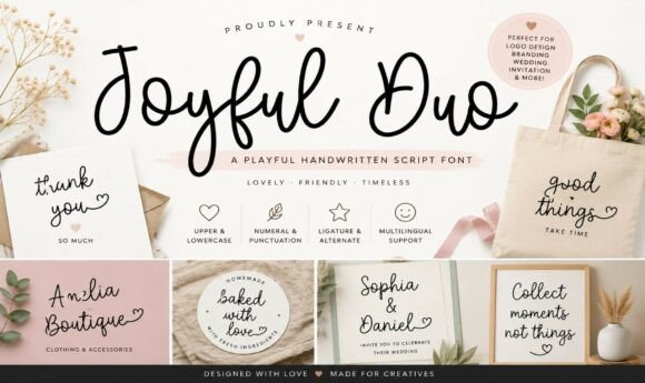 Joyful Duo: A Handwritten Script Font for Editors
